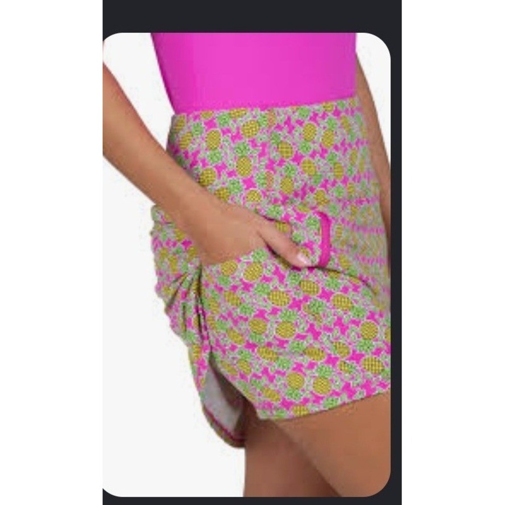 IBKUL Pineapple‎ Print Athletic Skort Womens XS Pink Zipper Pockets